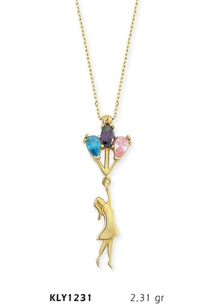14 Ayar Altın Balonlu Kız Kolye Kly1231