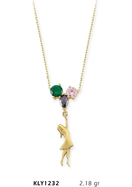 14 Ayar Altın Balonlu Kız Kolye Kly1232