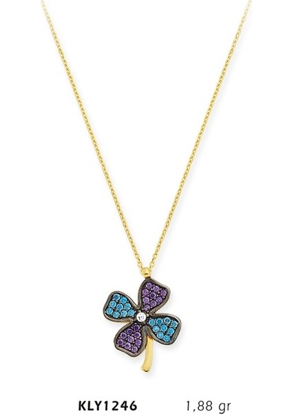 14 Ayar Altın Renkli Yonca Kolye Kly1246