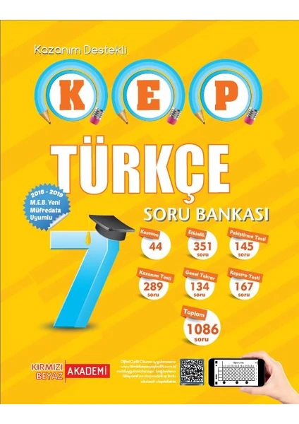 Kırmızı Beyaz Yayınlar Kazanım Destekli Türkçe Soru Bankası (KEP ) (7.Sınıf )