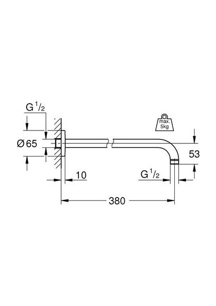 Rainshower® Tepe Duşu Dirseği Duvardan 380 mm - 28361000
