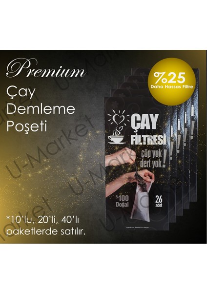 Premium Çay Demleme Poşeti (Çay Filtresi) 10'Lu Paket (260 Poşet)