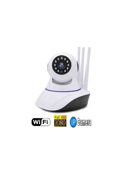 Bebbee HD 360 Derece Wifi IP Kamera Gece Görüş 3 Antenli Güvenlik ve Bebek İzleme Kamerası