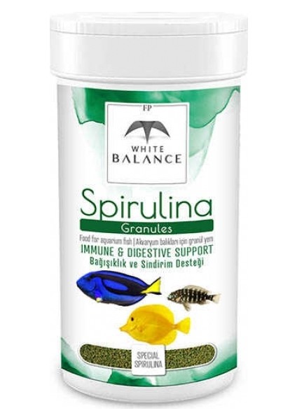 White Balance Spirulina Granules Bitkisel Balık Yemi 100ml