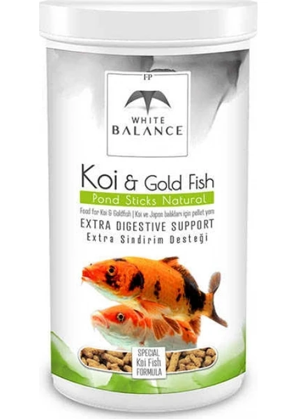 White Balance Koi-Gold Fish Pond Japon Balık Yemi 1000ml Sticks Natural