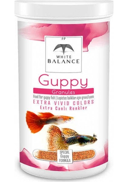 White Balance Guppy Granules Lepistes Balık Yemi 250ml Paket