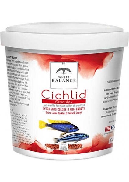 White Balance Cichlid Granules Ciklet Balık Yemi 3kg  Kova