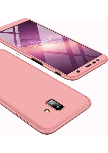 Case 4U Samsung Galaxy J6 Plus Kılıf 3 Parçalı Tam Koruma Sert Mika Ays Kapak Rose Gold