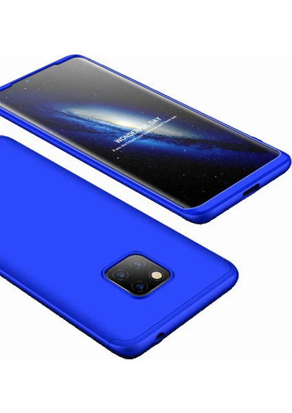 Case 4U Huawei Mate 20 Pro Kılıf 3 Parçalı Tam Koruma Sert Mika Ays Kapak Lacivert