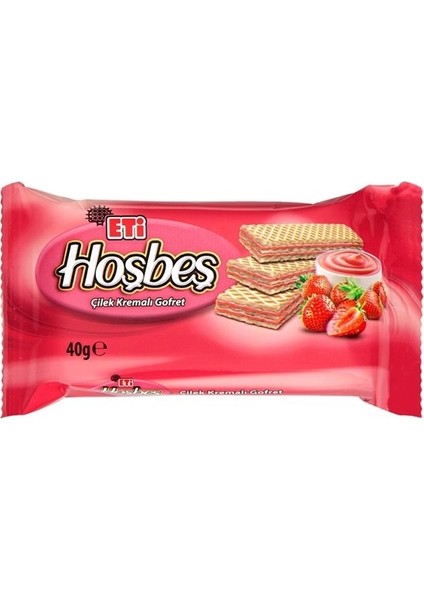 Hoşbeş Gofret Çilekli 40 gr 24'lü Koli
