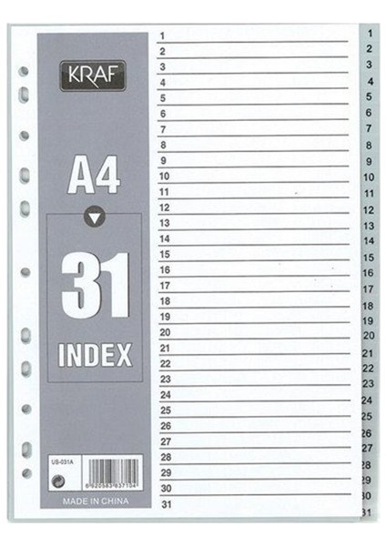 Ayraç A4 1-31 Rakam