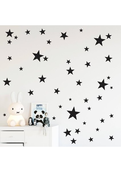 BugyBagy Dekoratif Çocuk Odası Siyah Yıldız Yağmuru Sticker