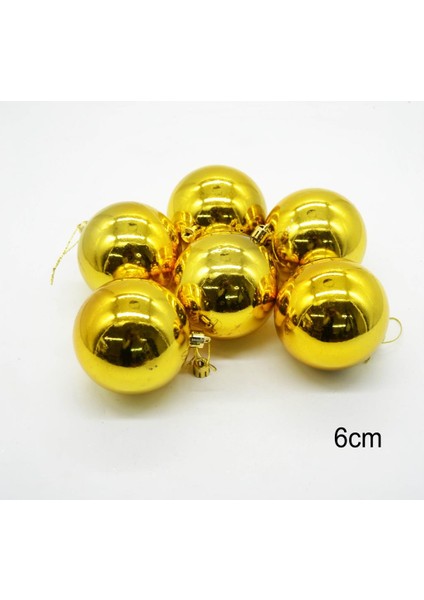 6lı Cici Top Yılbaşı Ağacı Süsü Gold 6 cm