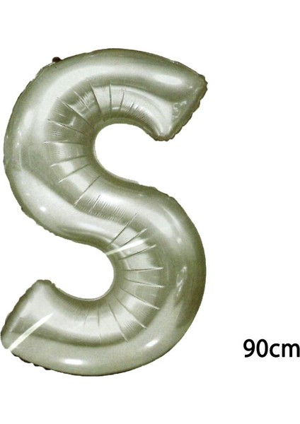40inç S Harfi Folyo Balon Gümüş 90 cm