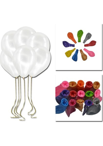 100lü Metalik Balon Beyaz 12inç modelleri