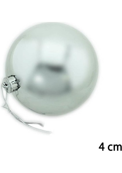 12li Cici Top Yılbaşı Ağacı Süsü 4 cm Gümüş