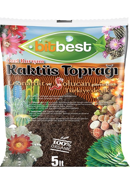 Kaktüs Lithops Ve Succulent Toprağı 5Lt Solucan Gübreli Ve Leonarditli 1104-08