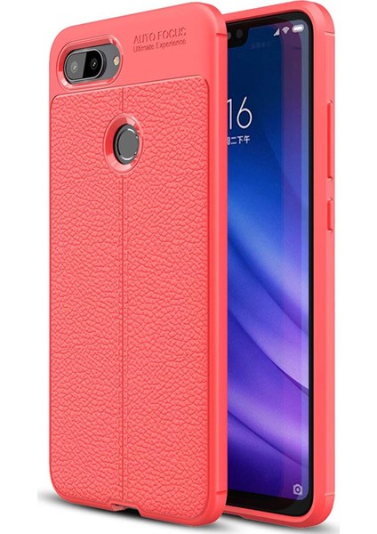 Xiaomi Mi 8 Lite Kılıf Deri Dokulu Silikon