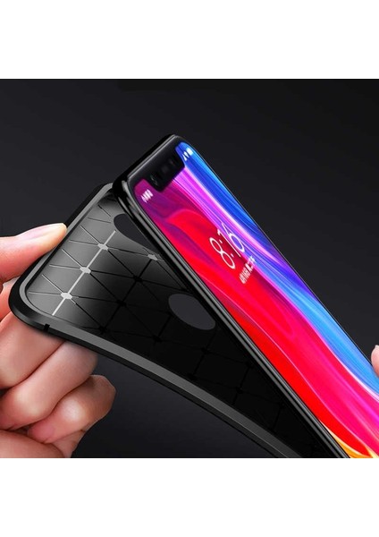 Xiaomi Mi Max 3 Kılıf Negro Karbon Dizayn + Nano Glass Siyah