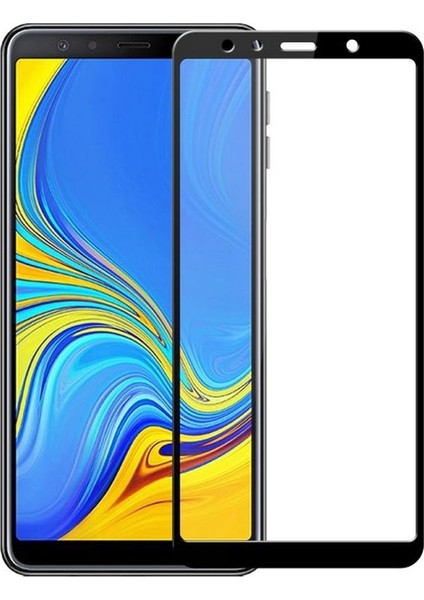 Samsung Galaxy A7 2018 Full Kapatan Renkli Cam Siyah
