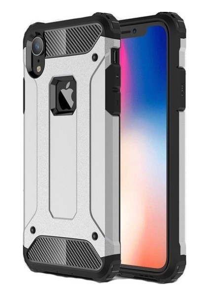 iPhone XS Max 6.5" Kılıf Zırhlı Sert Rubber Kılıf + 9H Esnek Nano Cam