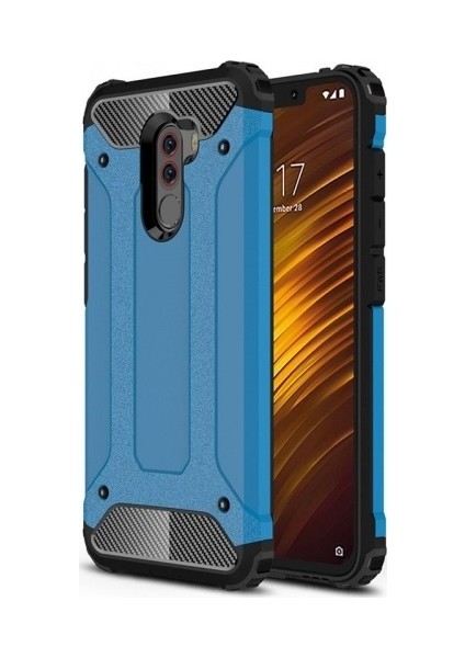 Xiaomi Pocophone F1 Kılıf Zırhlı Sert Rubber Kılıf + 9H Esnek Nano Cam