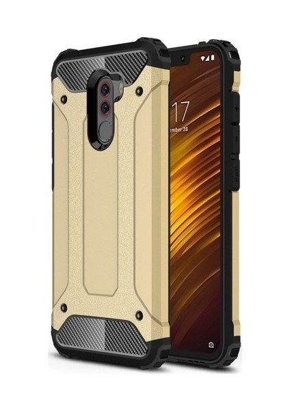 Xiaomi Pocophone F1 Kılıf Zırhlı Sert Rubber Kılıf + 9H Esnek Nano Cam