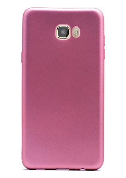 Samsung Galaxy C7 Kılıf C7000 Premium Mat Silikon Kılıf + Nano Cam Rose Gold