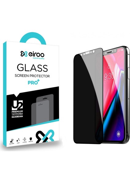 iPhone XR Privacy Tempered Glass Premium Cam Ekran Koruyucu Siyah