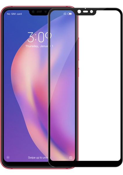 Xiaomi Mi 8 Lite 3D Cam Tam Ekran Koruyucu Çerçeveli Full Ekran Siyah