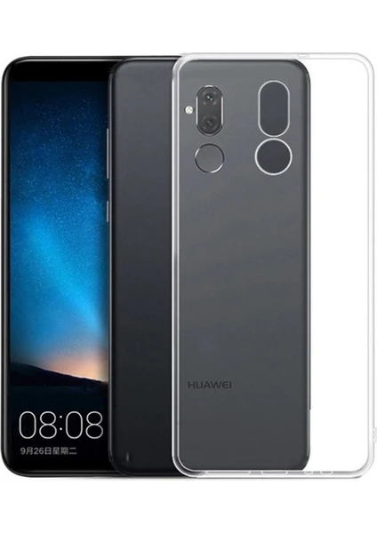 Huawei Mate 20 Lite Kılıf İnce Seffaf Silikon + 9H Esnek Nano Cam