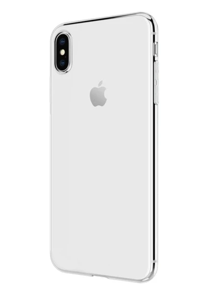 iPhone XS Max 6.5" Kılıf İnce Seffaf Silikon + 9H Esnek Nano Cam