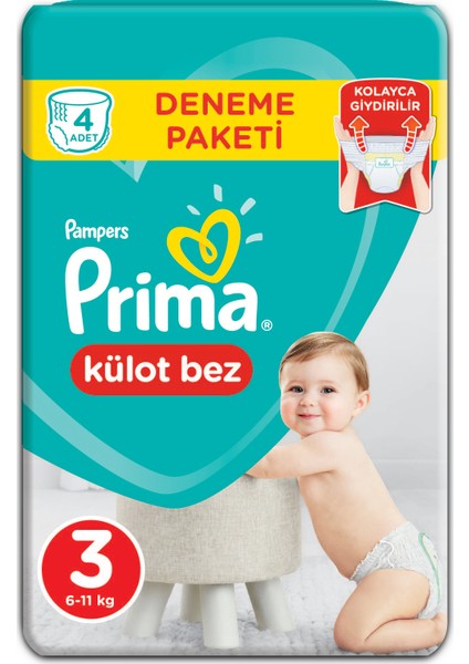 Külot Bebek Bezi 3 Beden Midi 4'lü Deneme Paketi