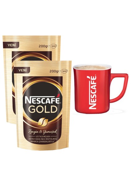 Gold Eko Paket 200 gr 2 Adet alana 1 Adet Nescafe Bardak