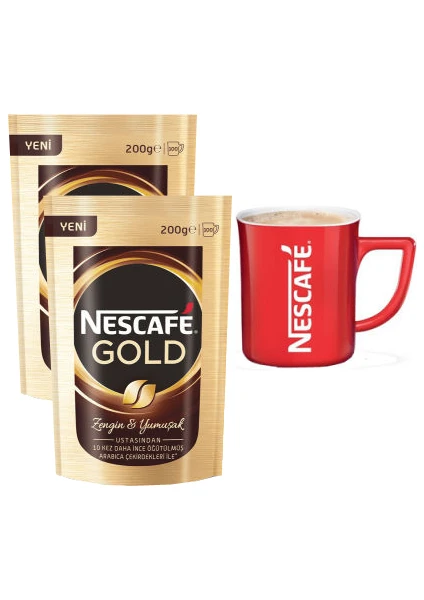 Gold Eko Paket 200 gr 2 Adet alana 1 Adet Nescafe Bardak 