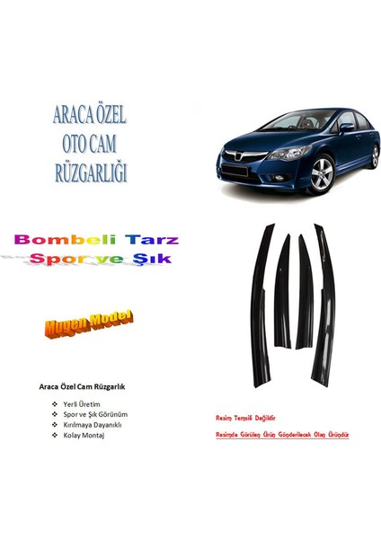 Honda Civic Cam Rüzgarlık 2006 - 2011, 4 lü Takım fiyatları