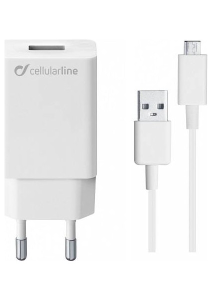 Cellularline Micro USB Seyahat Şarjı 10W (Kablo+Adaptör)