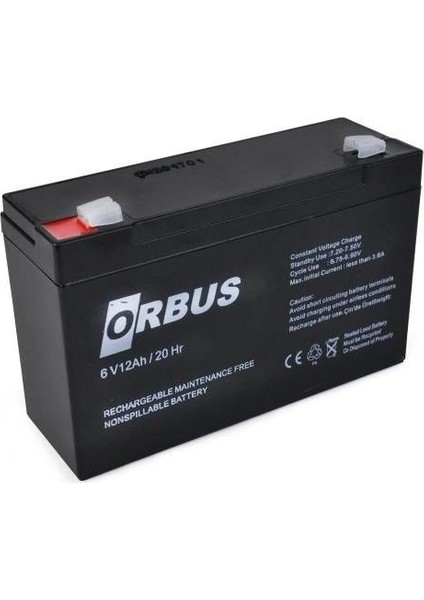 ORBUS 6V 12AH KURU TİP AKÜ