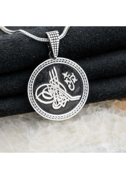 925 Ayar Gümüş Osmanlı Tuğralı Erkek Kolye