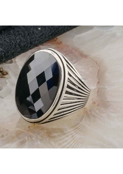 925 Ayar Gümüş Siyah Zirkon Taşlı Erkek Yüzük Model 8 modelleri