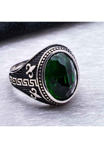 925 Ayar Gümüş Yeşil Zirkon Taşlı Yüzük modelleri