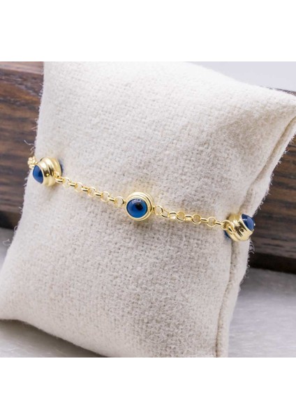 925 Ayar Gümüş Altın Kaplama Nazar Boncuklu Bileklik fiyatları