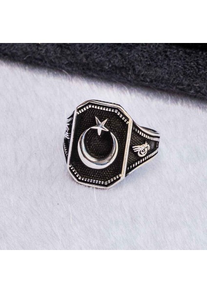 925 Ayar Gümüş Ay Yıldız Yüzük