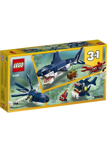 LEGO® Creator 3'ü 1 arada Derin Deniz Yaratıkları 31088- 7  Yaş ve Üzeri Deniz Seven Çocuklar İçin Yaratıcı Yapım Seti (230 Parça)