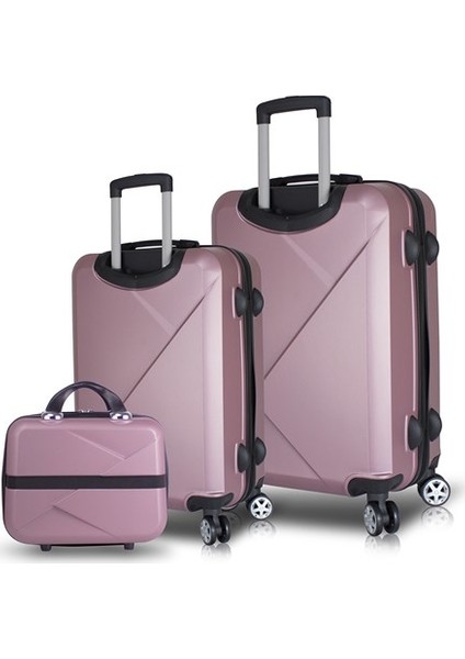 Diamond Abs 3'lü Valiz Seti Makyaj + Kabin + Orta Boy Rose Gold fiyatları