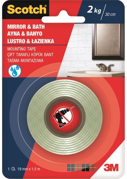 4003 Scotch® Ayna Çift Taraflı Köpük Bant 19mm x 1,5m