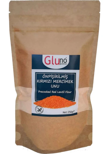 Gluno Glutensiz Önpişirilmiş Kırmızı Mercimek Unu 250 gr