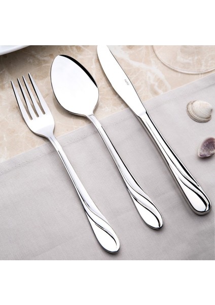 Safir 12 Adet Sade Yemek Kaşık, 18-10 304