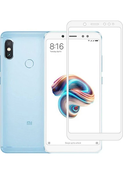 Xiaomi Redmi Note 5 Pro Tam Kaplayan Çerçeveli Tempered Ekran Koruyucu  - Beyaz