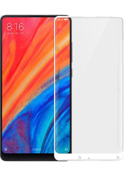 Xiaomi Mi Mix 2S Tam Kaplayan Çerçeveli Tempered Ekran Koruyucu - Beyaz